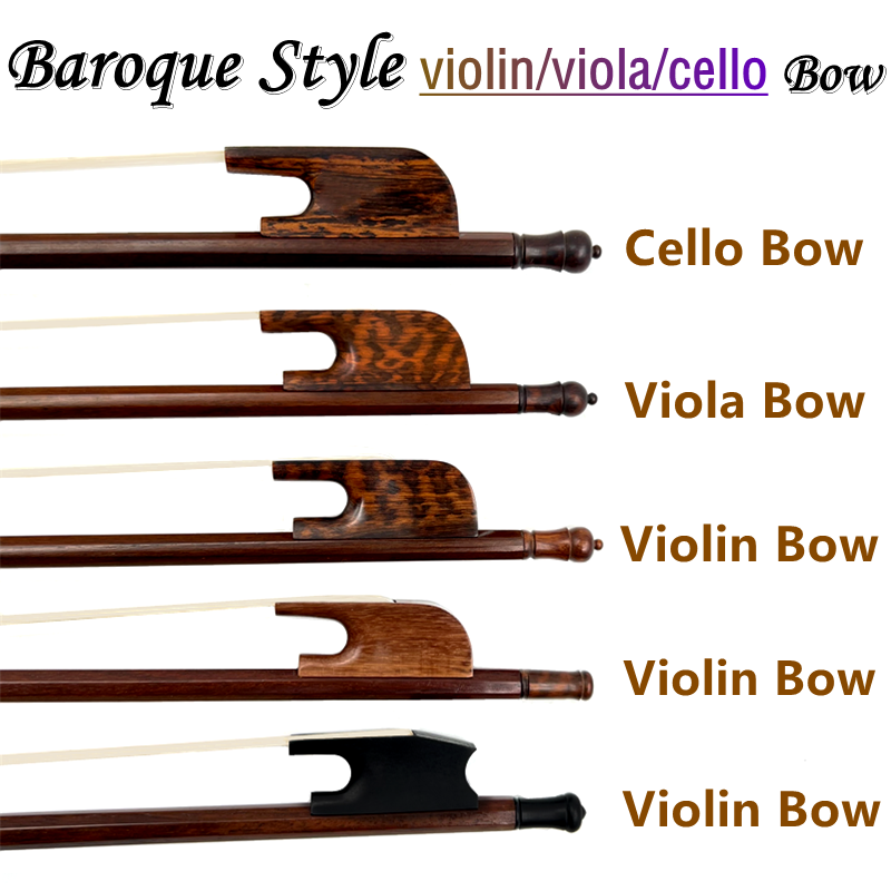 Violin Rosin Bow - Top Quality Baroque Style Blackwood Snakewood