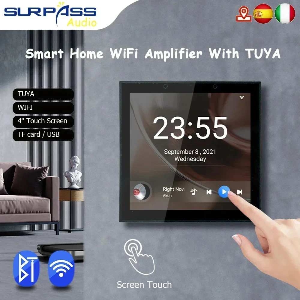 4inch Smart TUYA WiFi Wall Amp - огляд і ціна Audio Music System For Home